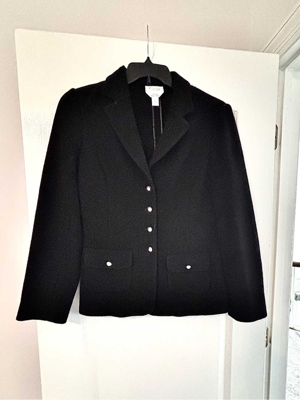 Talbots sz 10 Black Italian Wool Blazer vintage white label academia preppy